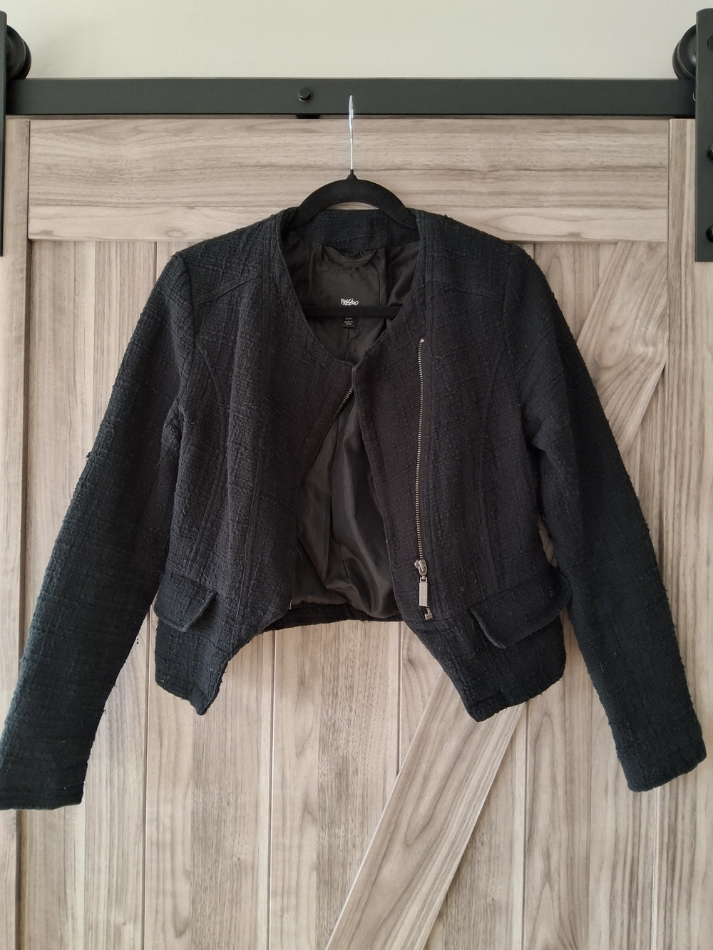 Mossimo Supply Co. Black Textured Cropped Blazer Jacket